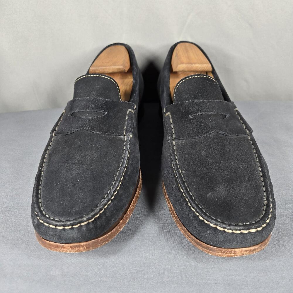 Johnston & Murphy Penny Loafers Mens 9.5 M Black Suede Sheepskin Leather Sole - Picture 7 of 10